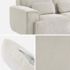 Sofá de terciopelo pana fina, 3 plazas