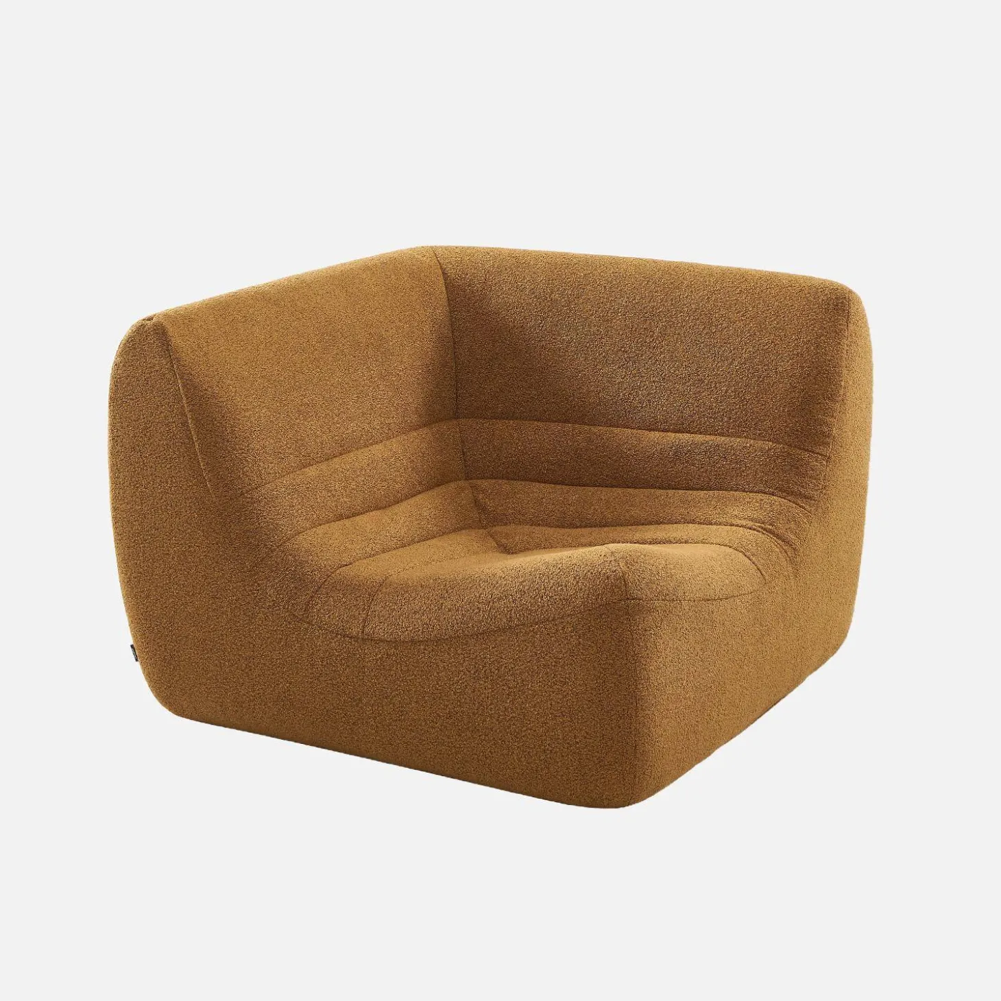 Sofá esquinero modular con reposapiés de borreguito texturizada, 7 plazas