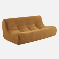Sofá esquinero modular con reposapiés de borreguito texturizada, 7 plazas