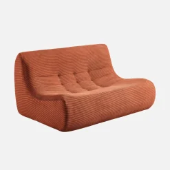 Sofá esquinero modular con reposapiés de terciopelo acanalado, 5 plazas