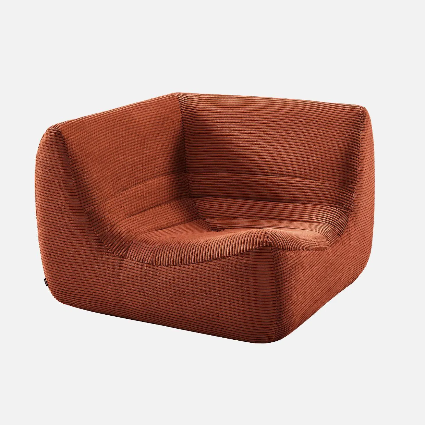 Sofá esquinero modular con reposapiés de terciopelo acanalado, 5 plazas