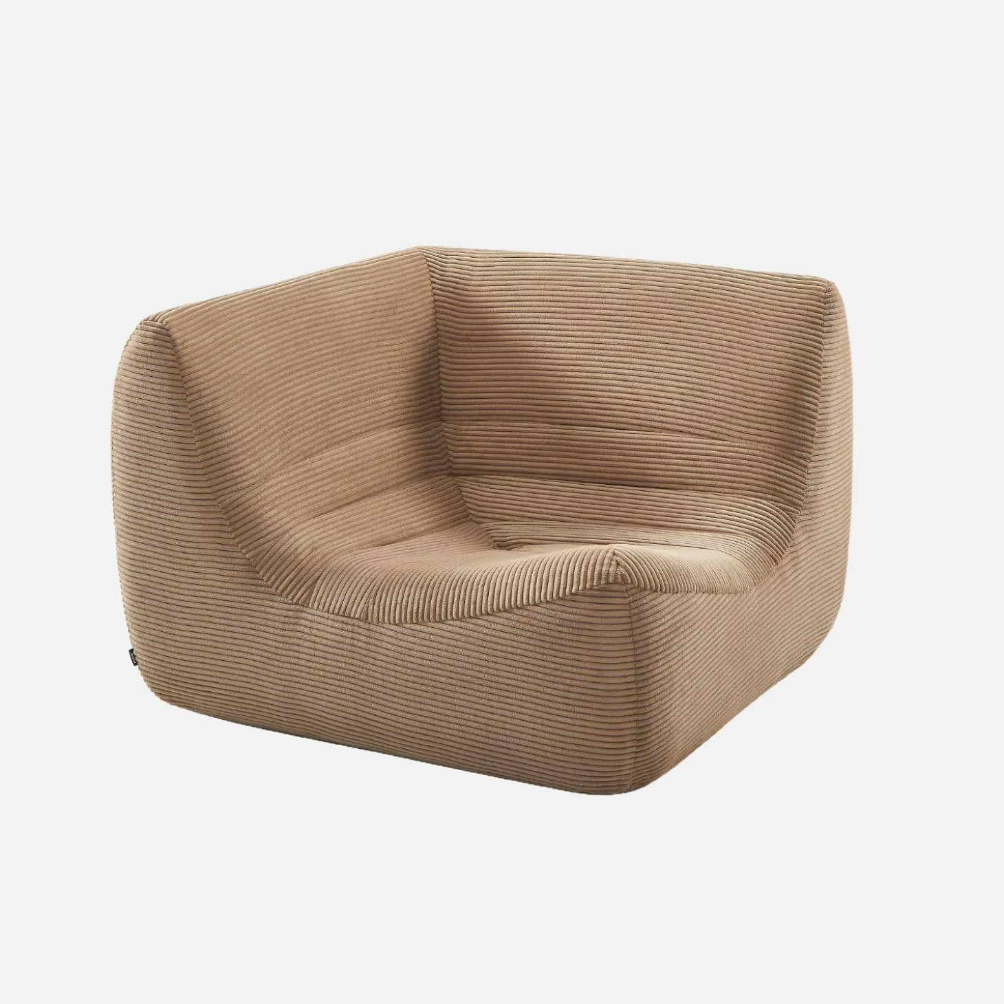 Sofá esquinero modular con reposapiés de terciopelo acanalado, 5 plazas