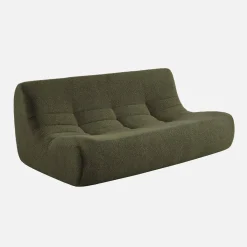 Sofá esquinero modular con reposapiés de borreguito texturizada, 7 plazas