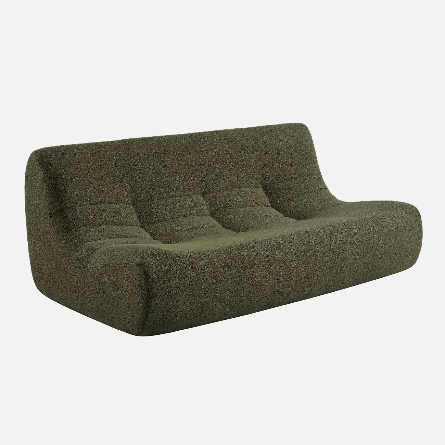 Sofá esquinero modular con reposapiés de borreguito texturizada, 7 plazas