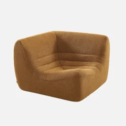 Sofá esquinero modular con reposapiés de borreguito texturizada, 5 plazas