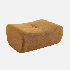 Sofá esquinero modular con reposapiés de borreguito texturizada, 5 plazas