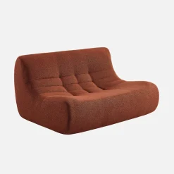 Sofá esquinero modular con reposapiés de borreguito texturizada, 5 plazas
