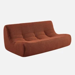 Sofá esquinero modular con reposapiés de borreguito texturizada, 7 plazas