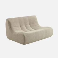 Sofá esquinero modular con reposapiés de borreguito texturizada, 7 plazas