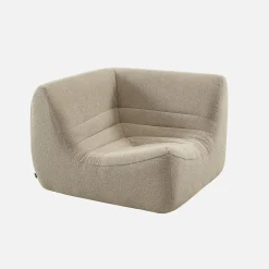 Sofá esquinero modular con reposapiés de borreguito texturizada, 7 plazas