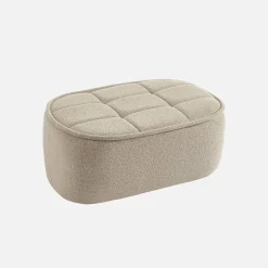 Sofá modular de borreguito texturizada con reposapiés, 3 plazas