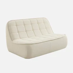 Sofá modular de borreguito texturizada con reposapiés, 3 plazas