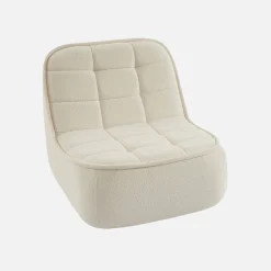 Sofá modular de borreguito texturizada con reposapiés, 3 plazas