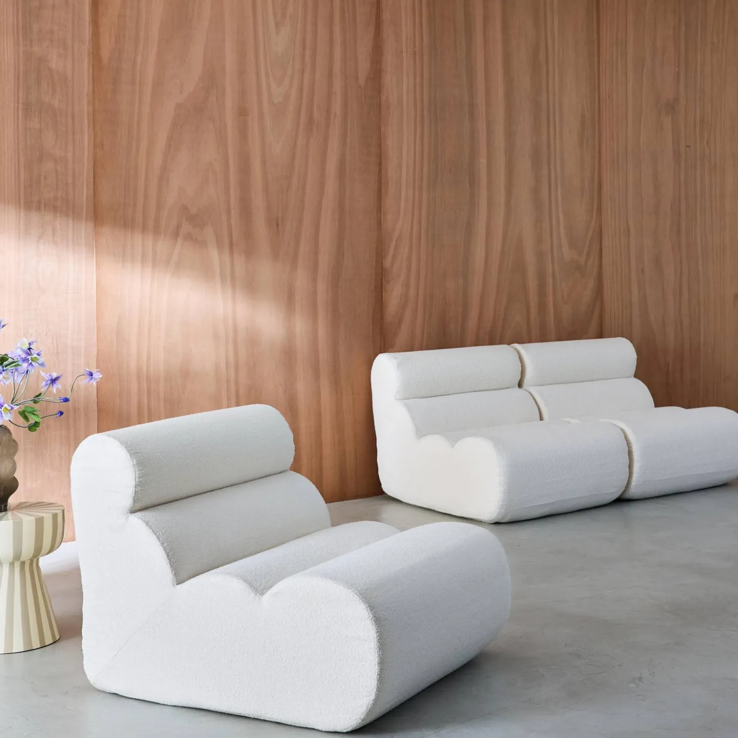 Sofá modular de borreguito texturizado, 3 plazas