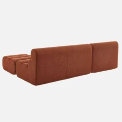 Sofá modular de borreguito con reposapiés, 3 plazas