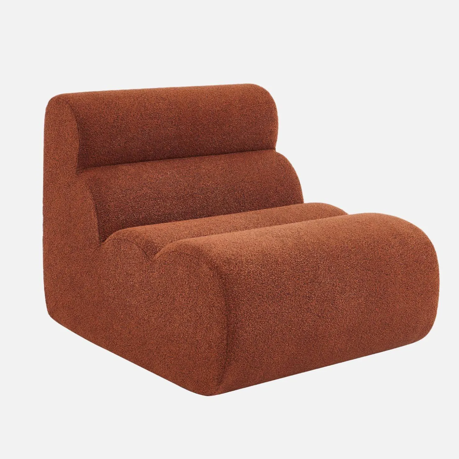 Sofá modular de borreguito con reposapiés, 3 plazas