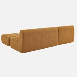 Sofá modular de borreguito con reposapiés, 3 plazas