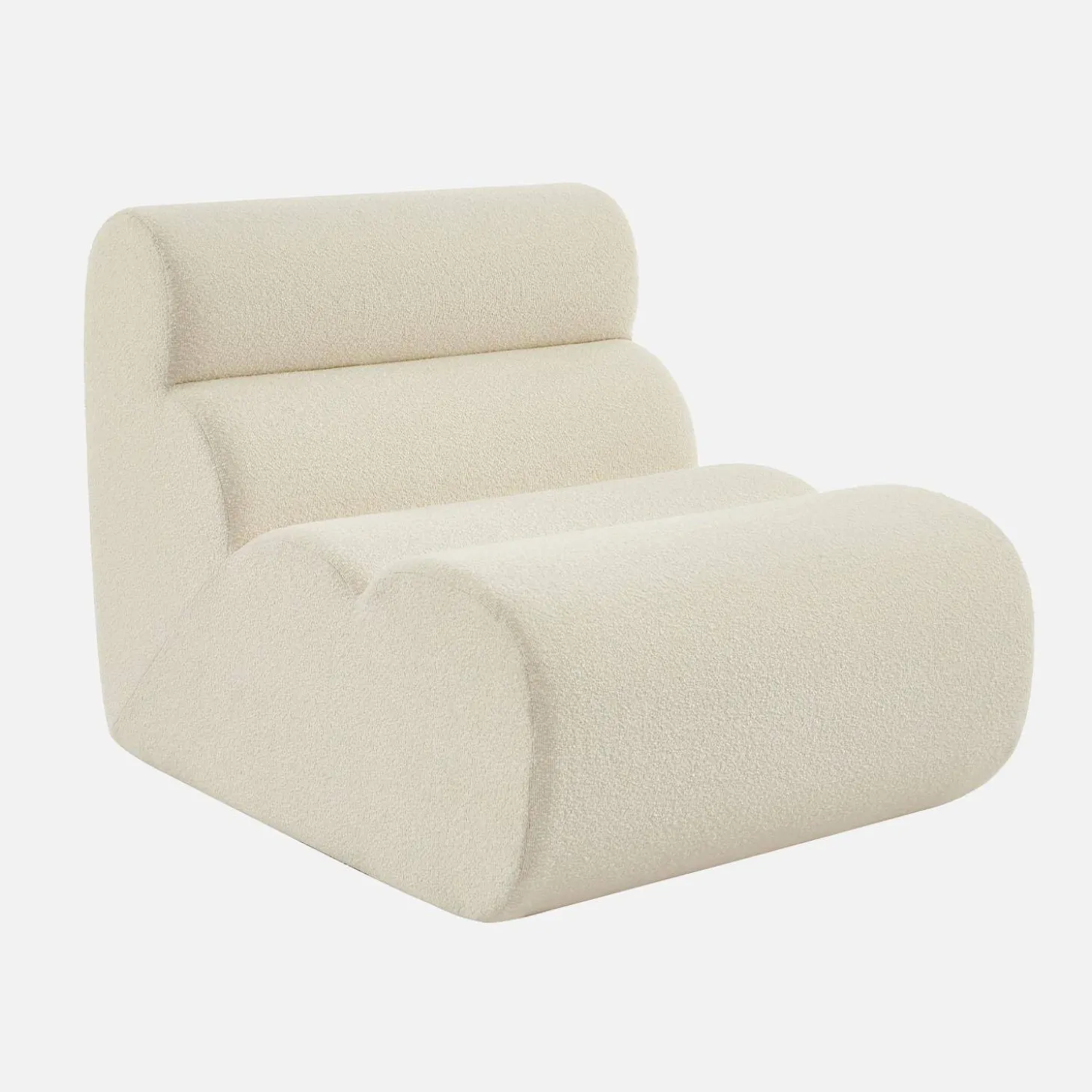 Sofá modular de borreguito con reposapiés, 3 plazas