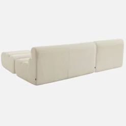 Sofá modular de borreguito con reposapiés, 3 plazas