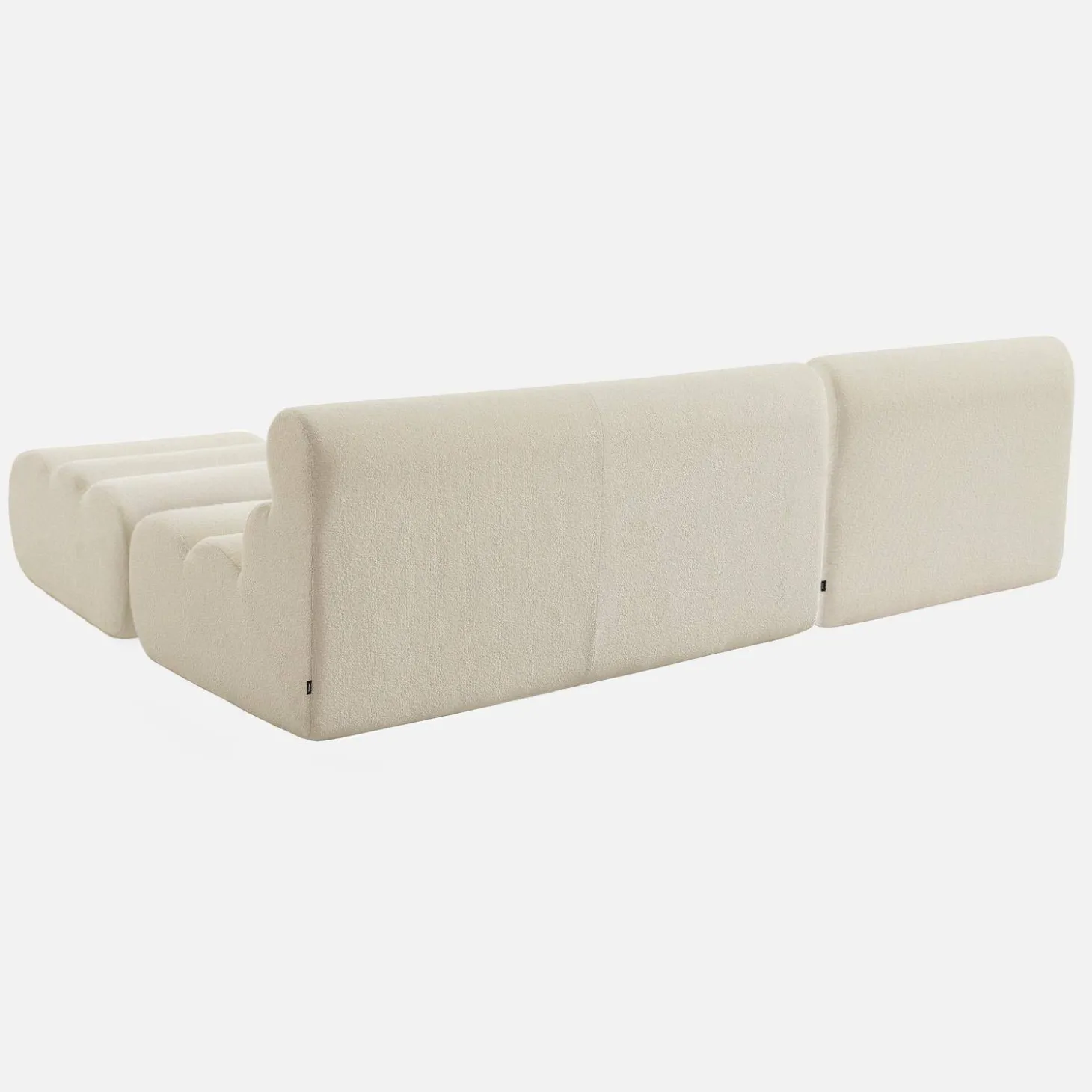 Sofá modular de borreguito con reposapiés, 3 plazas