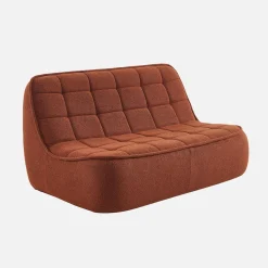 Sofá modular de borreguito texturizada con reposapiés, 3 plazas