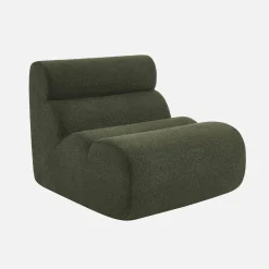 Sofá modular de borreguito con reposapiés, 3 plazas