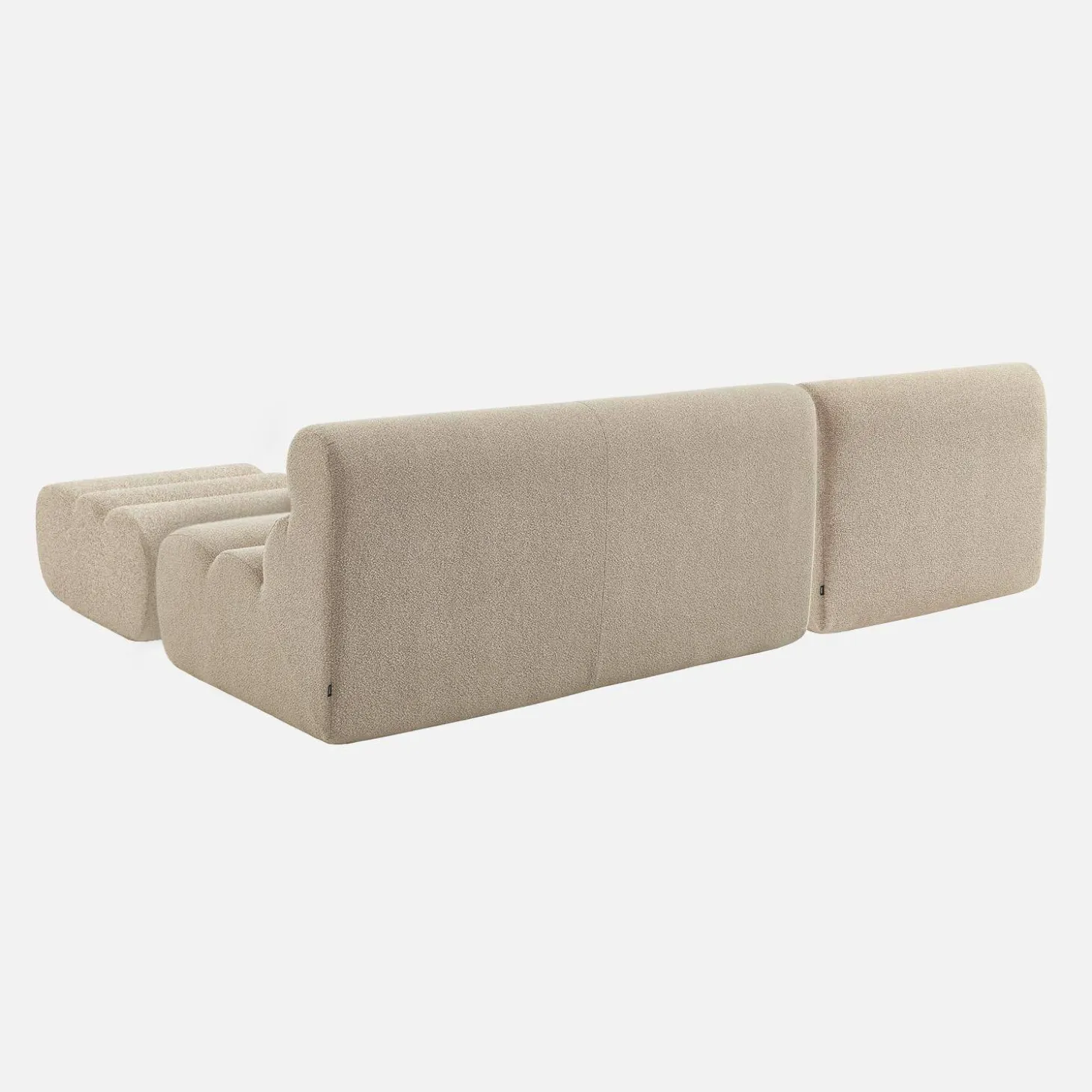 Sofá modular de borreguito con reposapiés, 3 plazas
