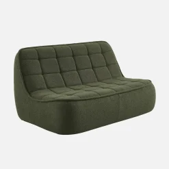 Sofá modular de borreguito texturizada con reposapiés, 3 plazas
