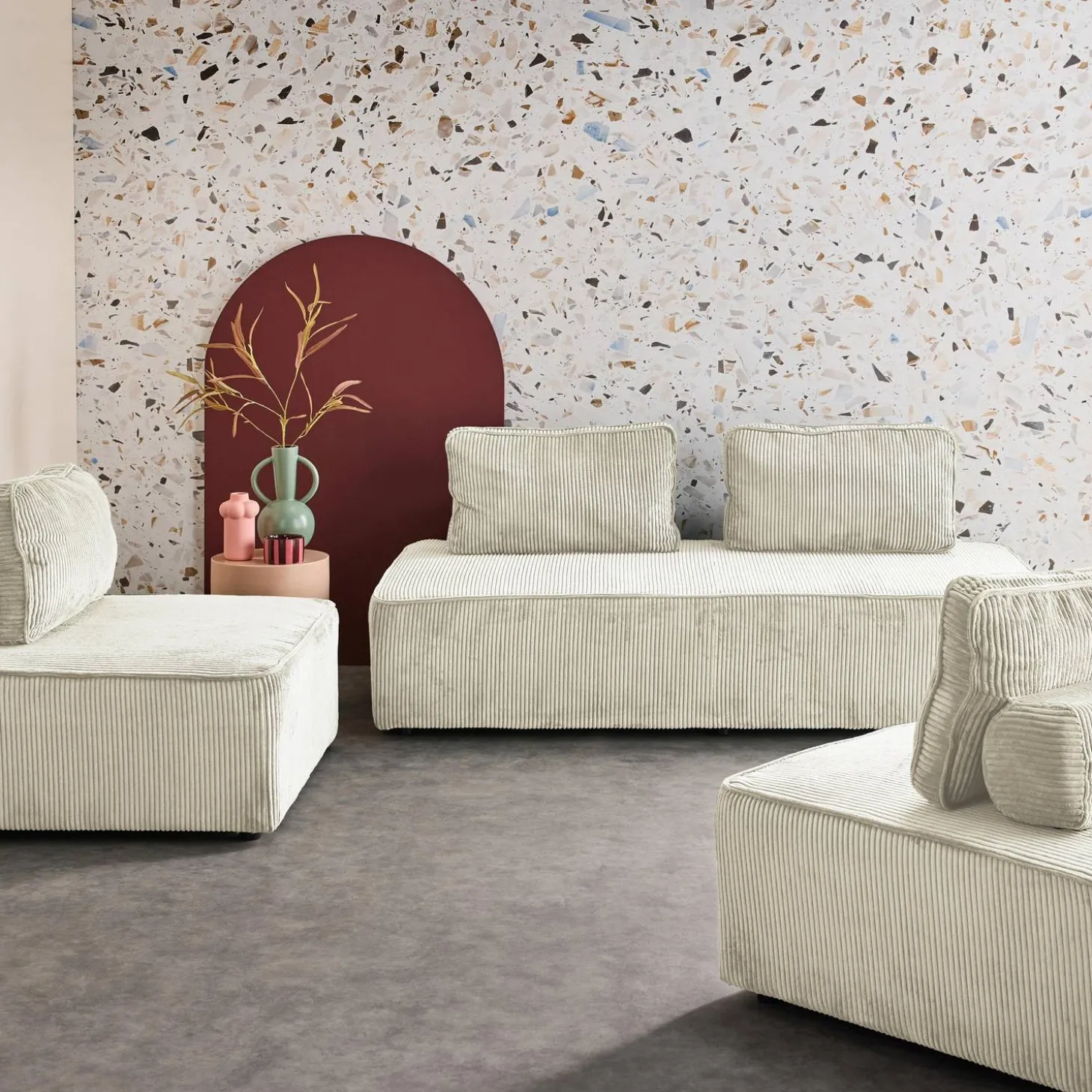 Sofá modular de pana, 4 plazas