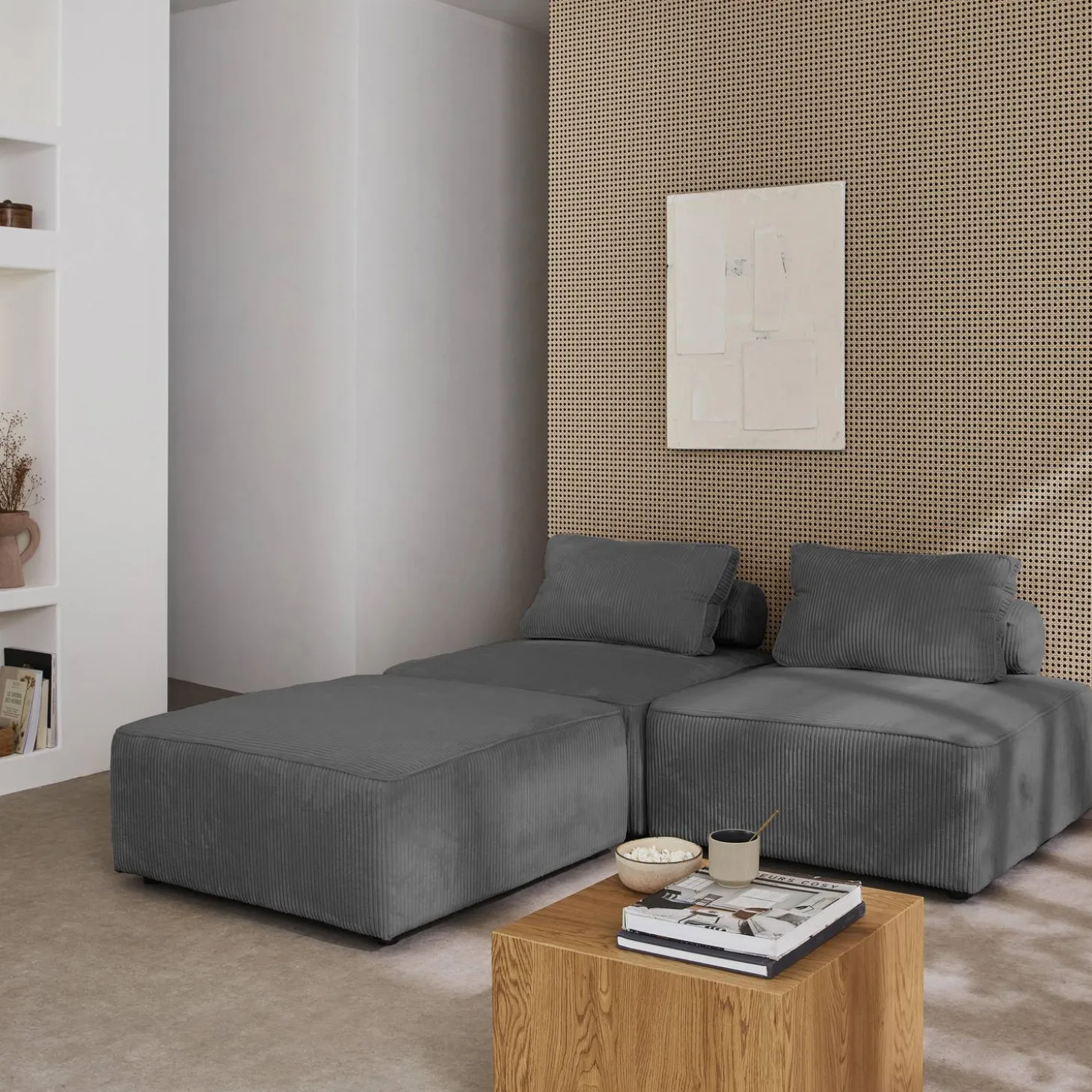 Sofá modular de pana, 3 plazas