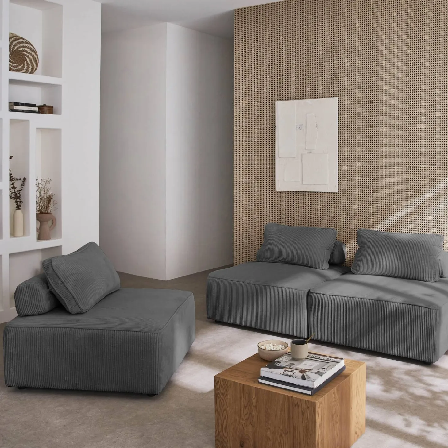 Sofá modular de pana, 3 plazas