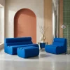 Sofá modular de tela con reposapiés, 3 plazas