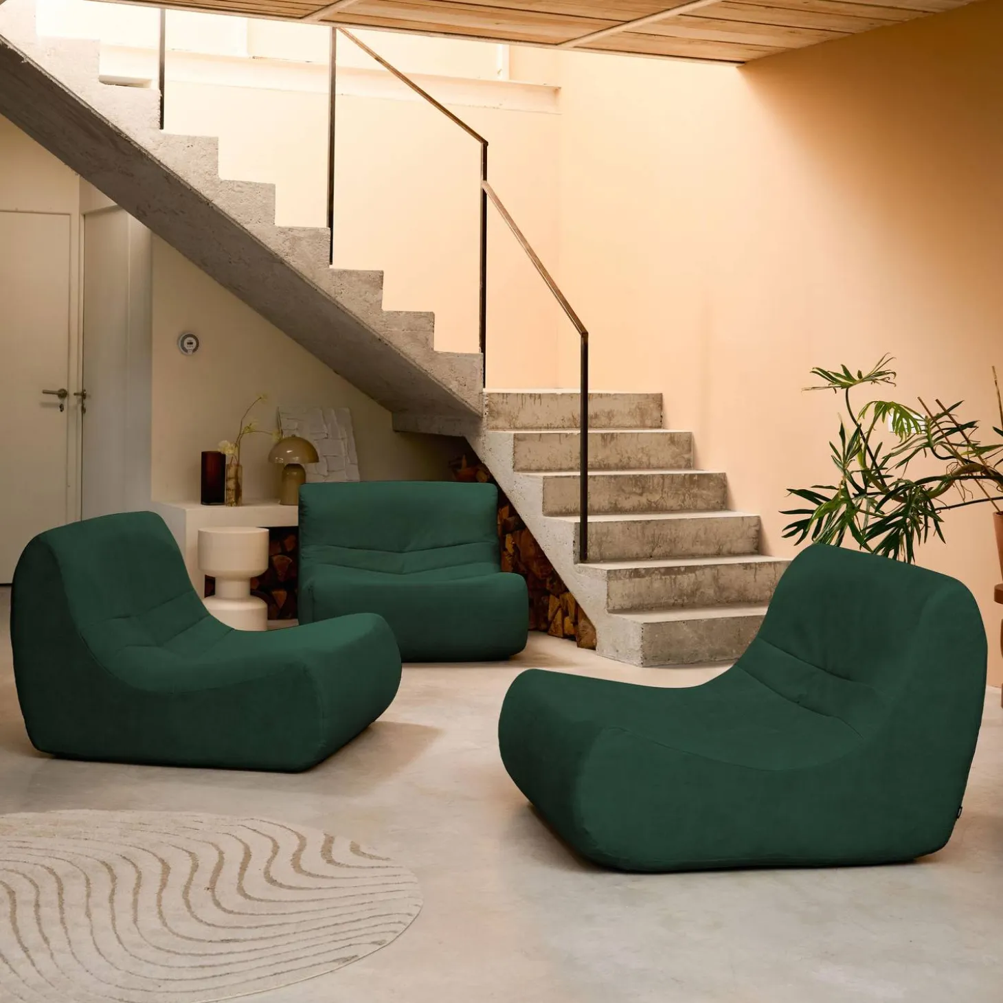 Sofá modular de terciopelo, 3 plazas