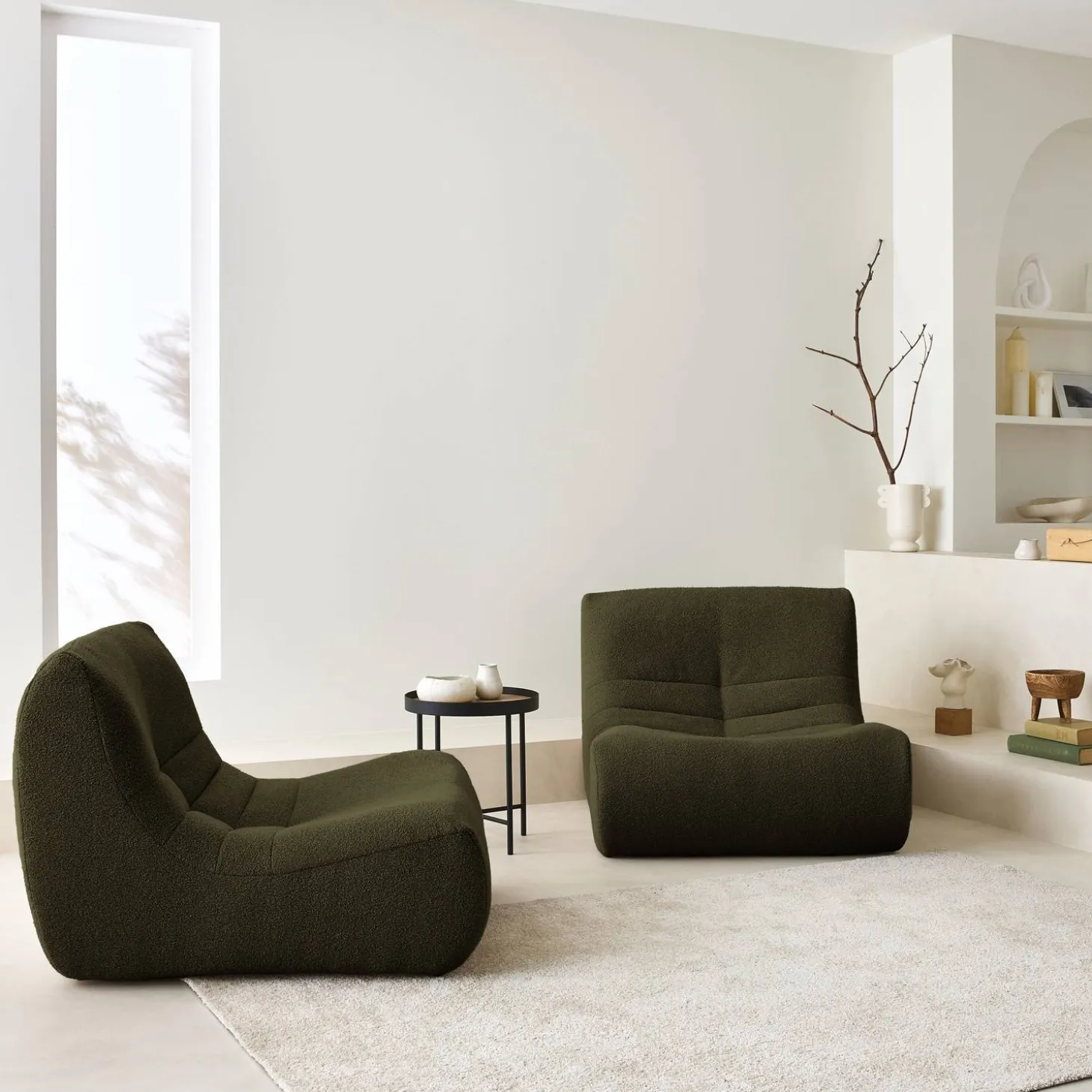 Sofá modular en borreguito texturizado, 2 plazas
