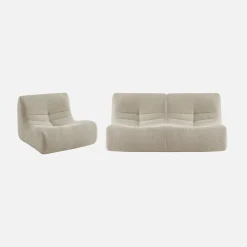 Sofá modular en borreguito texturizado, 3 plazas