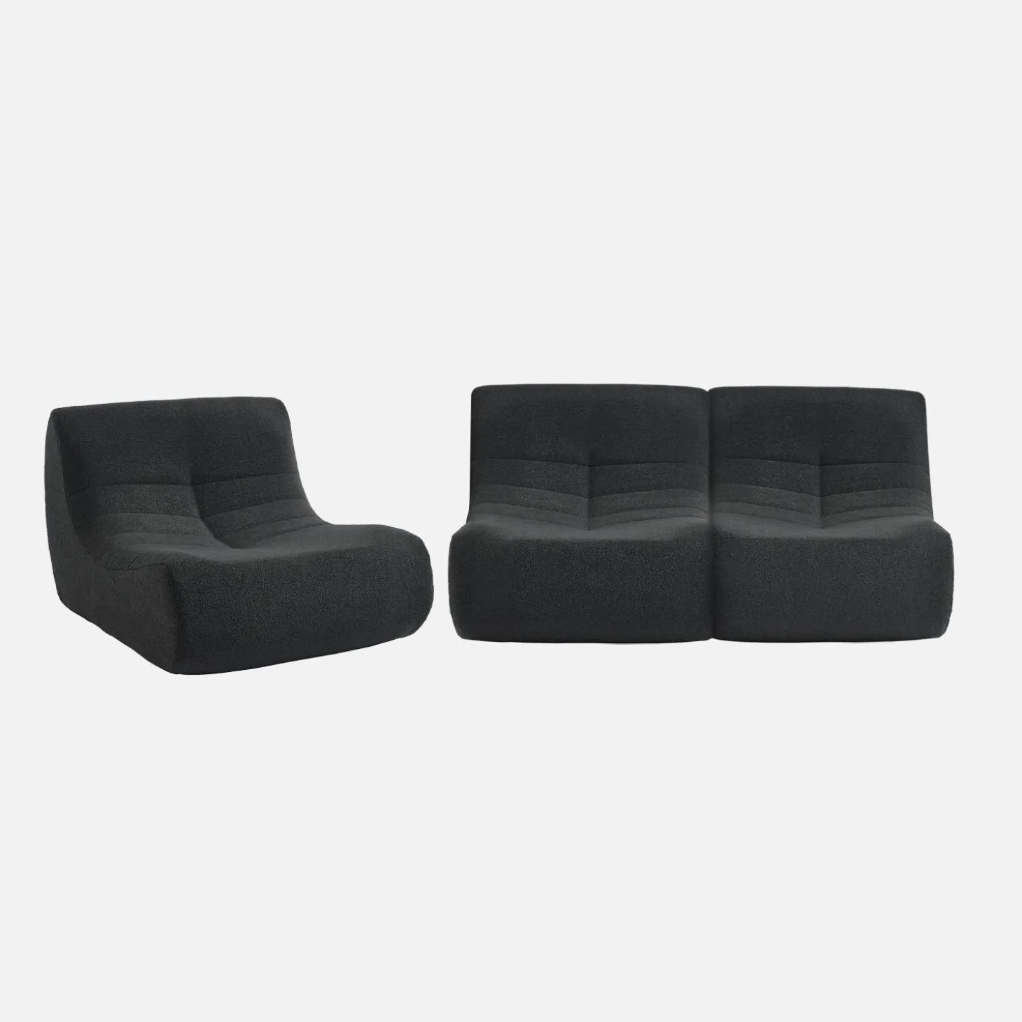 Sofá modular en borreguito texturizado, 3 plazas