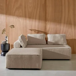 Sofá modular en tejido borreguito, 3 plazas