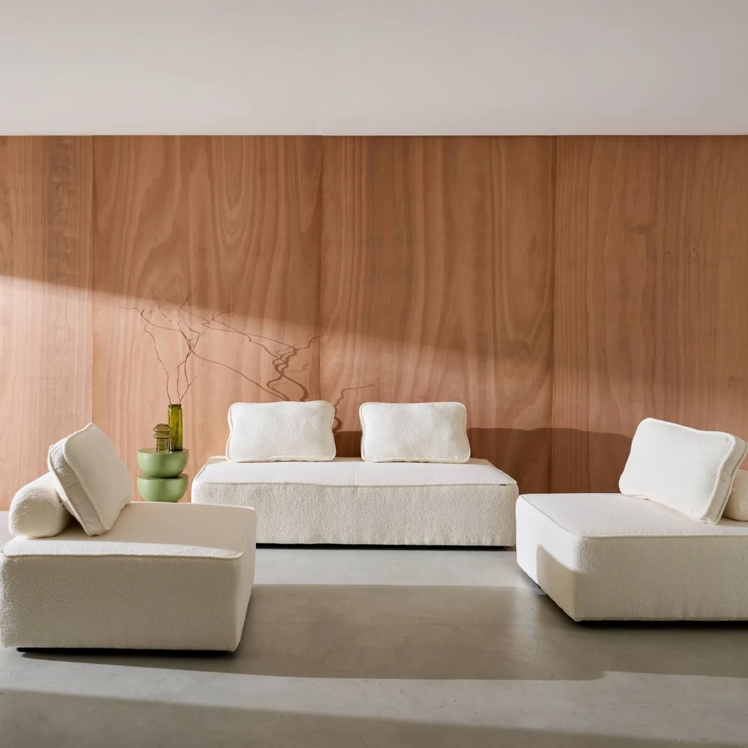 Sofá modular en tejido borreguito, 4 plazas