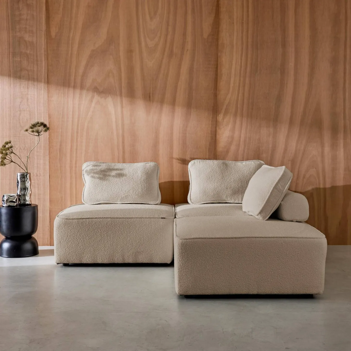 Sofá modular en tejido borreguito, 3 plazas