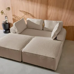 Sofá modular en tejido borreguito, 4 plazas