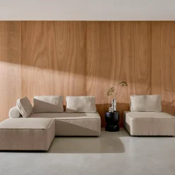 Sofá modular en tejido borreguito, 4 plazas