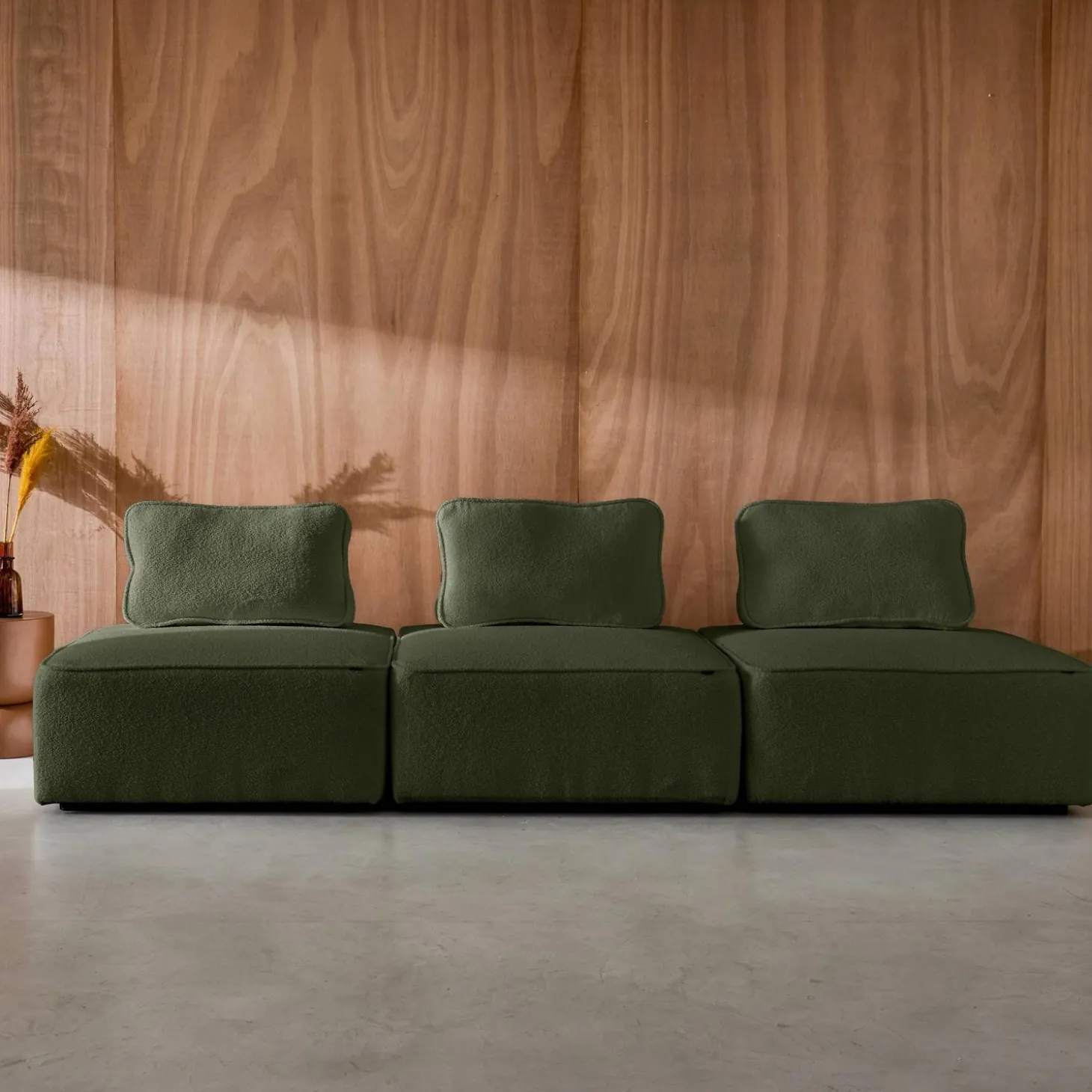 Sofá modular en tejido borreguito, 3 plazas