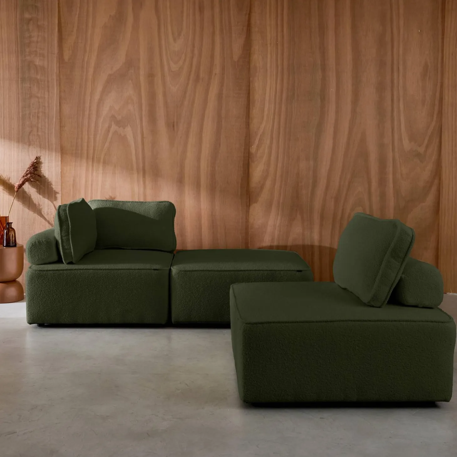 Sofá modular en tejido borreguito, 3 plazas