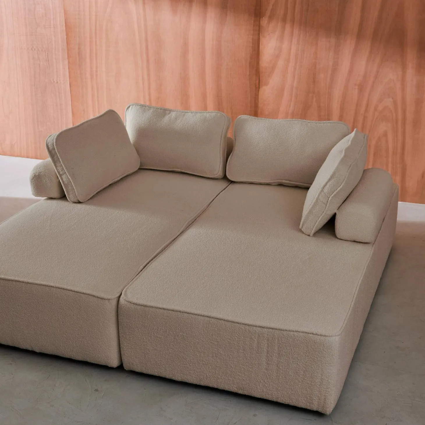 Sofá modular en tejido borreguito, 4 plazas