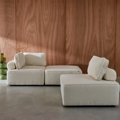 Sofá modular en tejido borreguito, 3 plazas