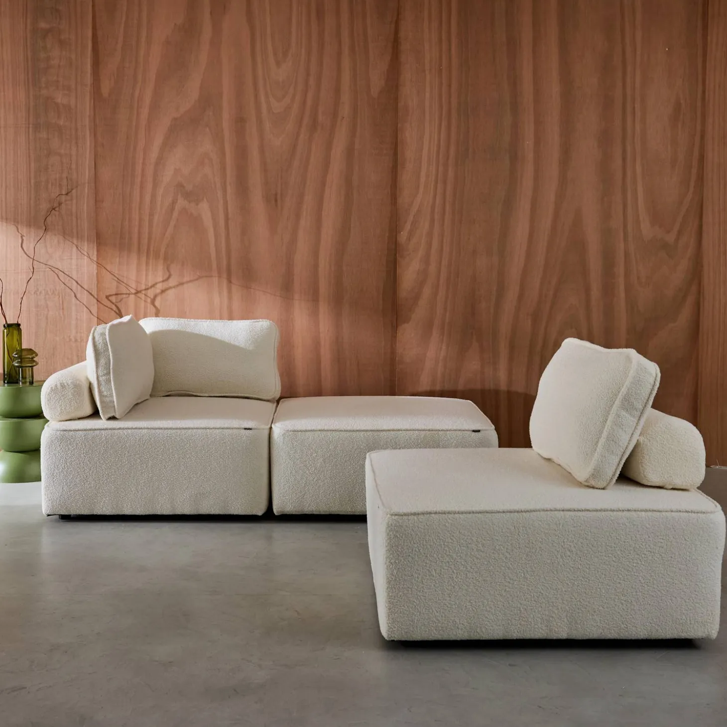 Sofá modular en tejido borreguito, 3 plazas