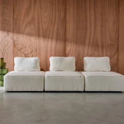 Sofá modular en tejido borreguito, 3 plazas