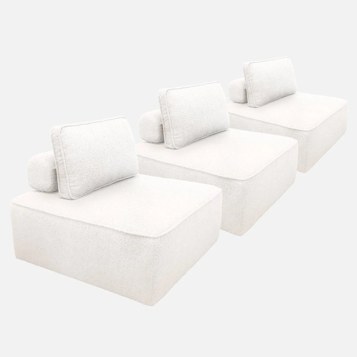 Sofá modular en tejido borreguito, 3 plazas