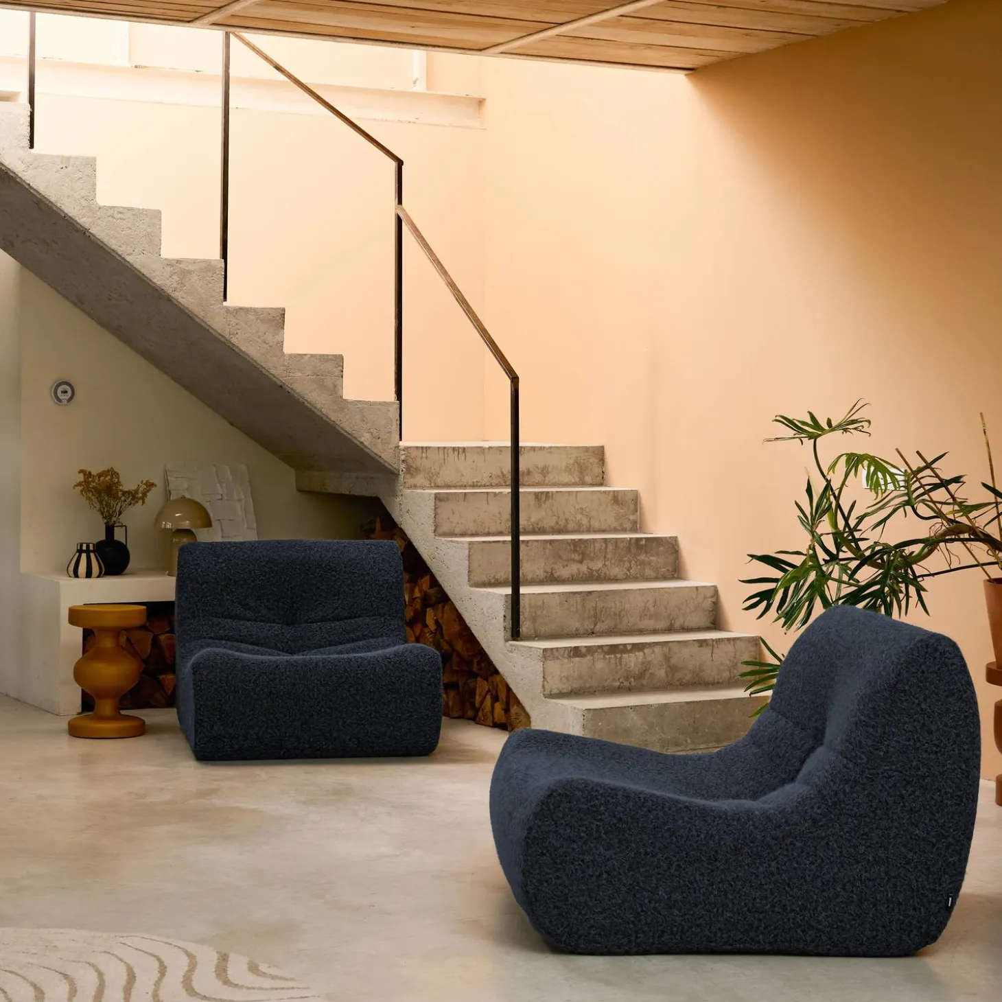 Sofá modular en tejido efecto alpaca, 2 plazas