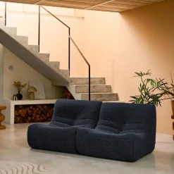 Sofá modular en tejido efecto alpaca, 2 plazas